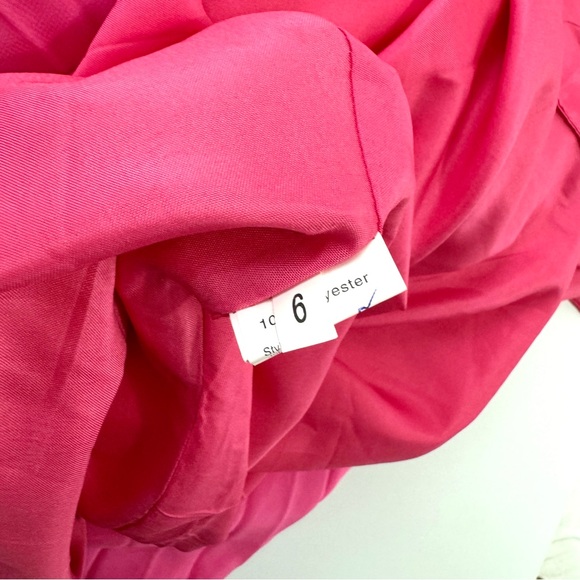 Zapaka Sz 6 Fuchsia Pink A Line Sweetheart Pleated Keyhole Long Prom Dress Slit - Picture 12 of 14